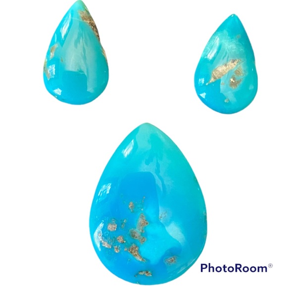 New Set of 3 Torques diamond shape stones for necklace and earrings - Picture 3 of 6